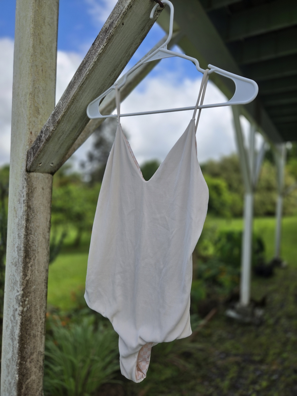 Mai Underwear One Piece Swim, White Ribbed - Picture 3 of 5